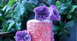 Lavender Ruffled Wedding Cake